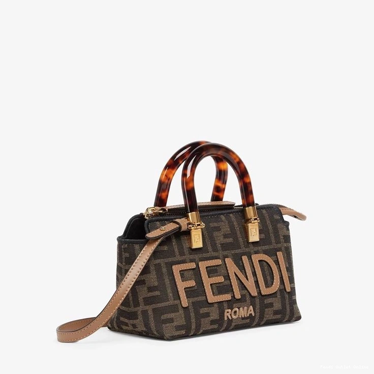 Cheap Mini In Way ROMA Boston Motif Bag Brown Fendi Fabric The FF By Logo 0819
